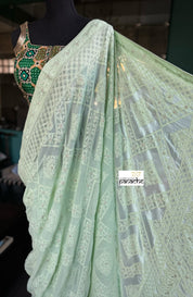 Designer Pure Georgette Chikankari - Light Pista Green