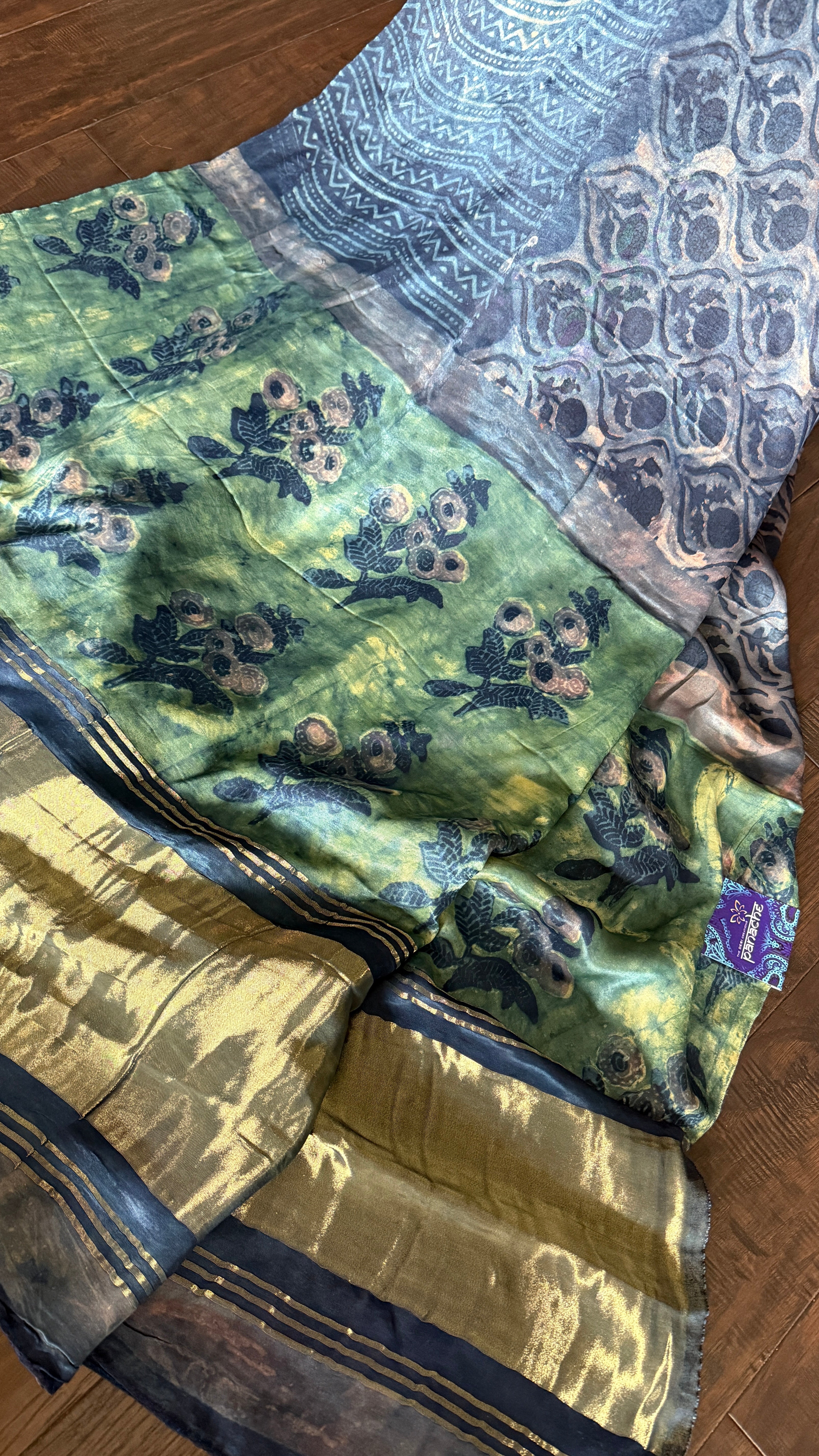 Modal Silk Vegetable Organic Dye Saree - Indigo Blue