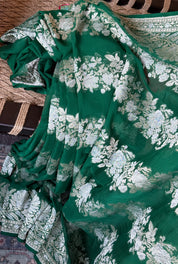 Khaddi Georgette Banarasi - Green Sona Rupa Zari