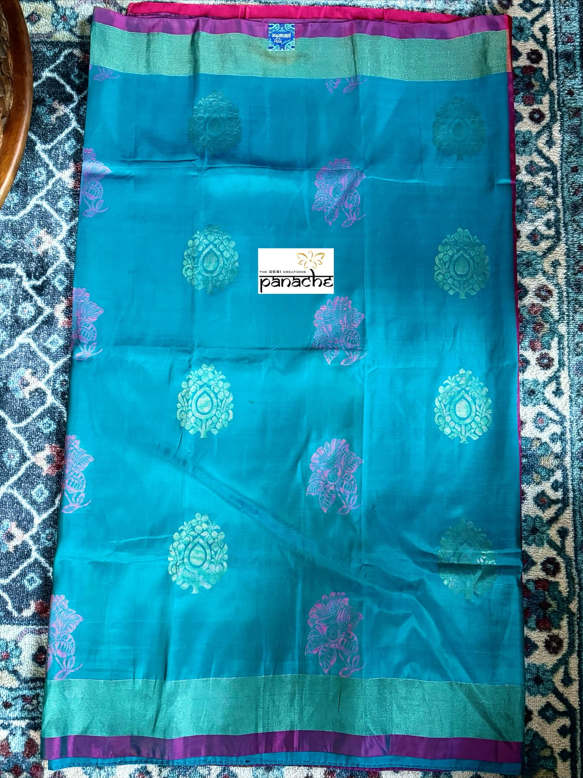 Soft Silk Kanjivaram - Teal Blue Magenta