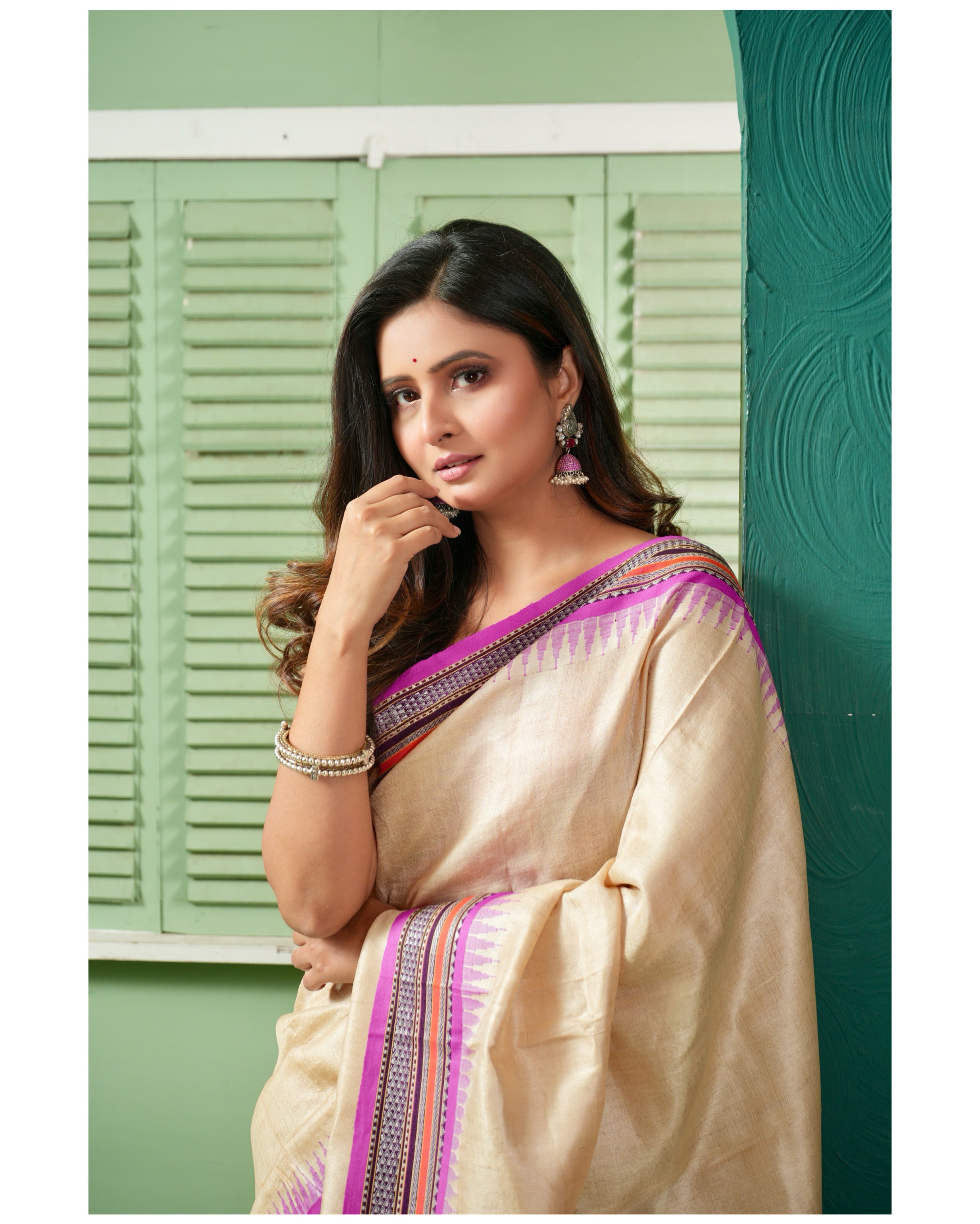 Vidarbha Tussar Silk - Tussar Color Purple woven