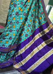 Pure Silk Ikat - Sea Green Purple Pochampally