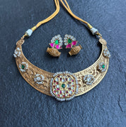 Silver Chitai 925 Hasli - Jadau Gold Tone