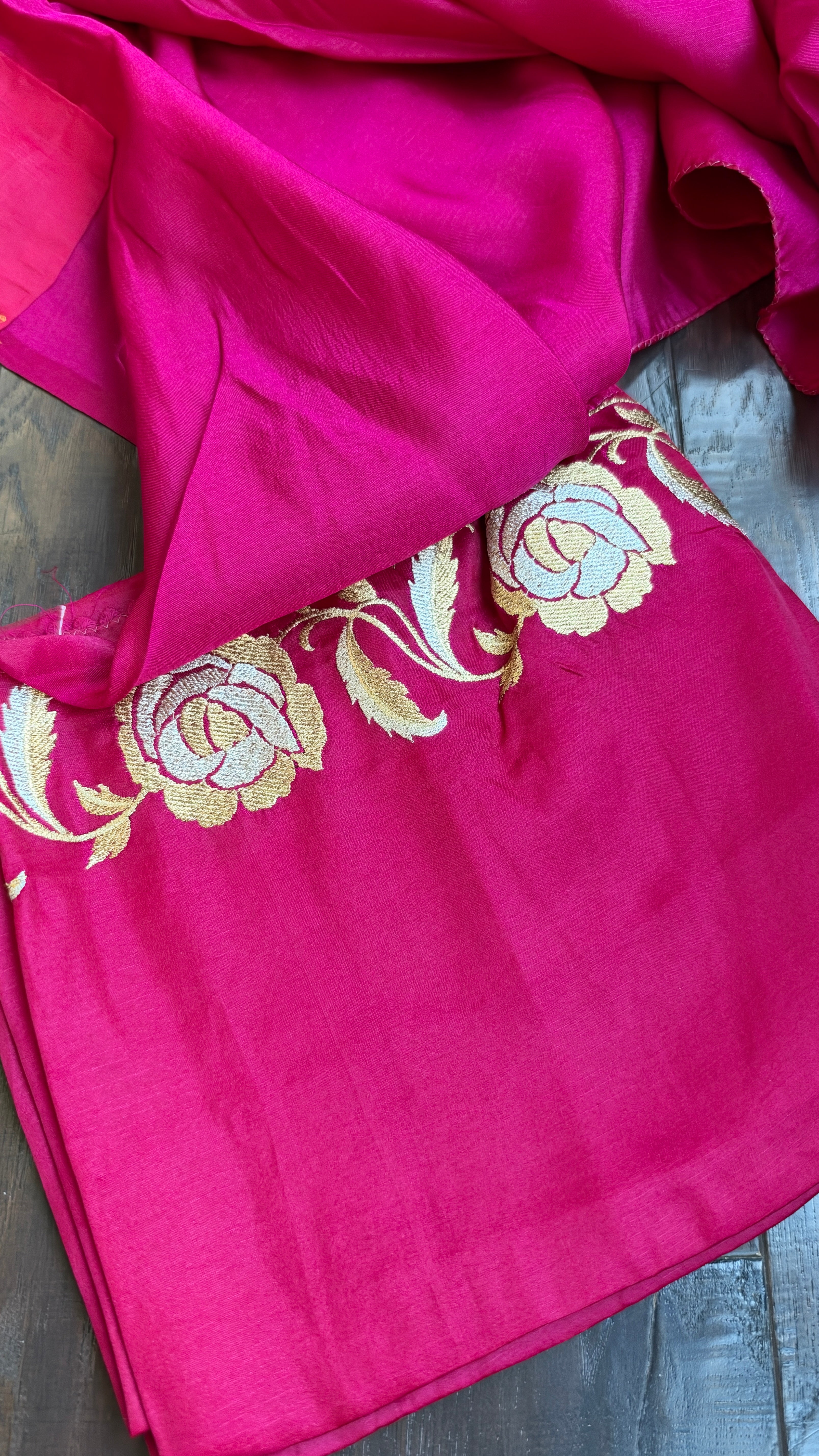 Soft Silk Embroidered - Rani Pink