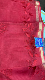 Embroidered Kota Silk - Red