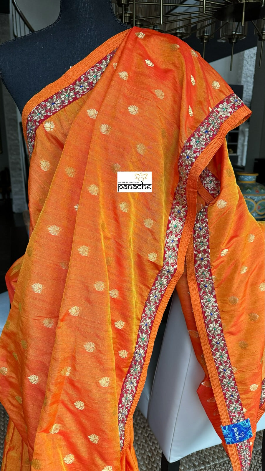 Designer Saree - Soft Silk Benarasi Orange