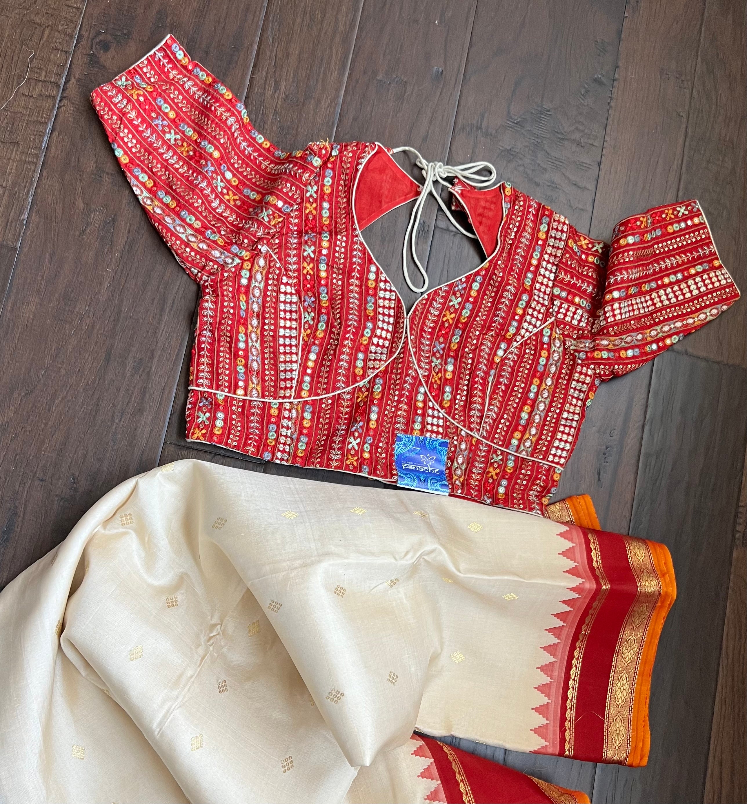 Designer Blouse - Red Embroidered