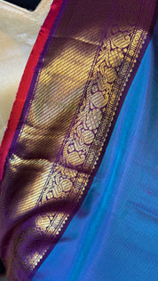 Pure Silk Kanjivaram - Peacock Blue Woven