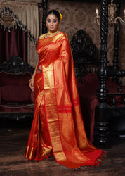 Pure Silk Broade Kanjivaram - Red Pure Zari Woven