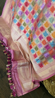Pure Silk Banarasi - Thulian Pink Multi Color