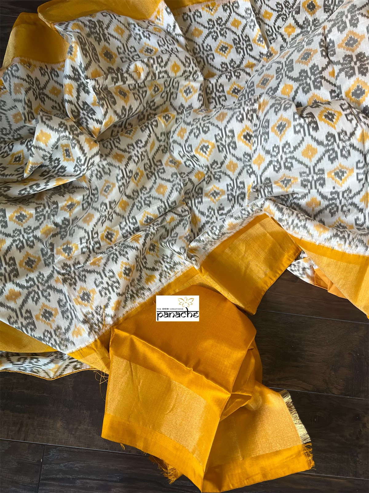 Pure Silk Ikat -  Yellow Black Pochampally