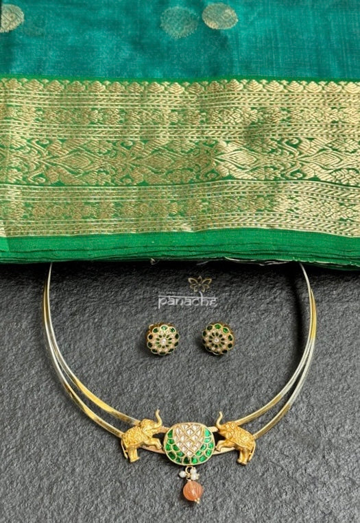 Silver 925 Choker - Gold elephant set