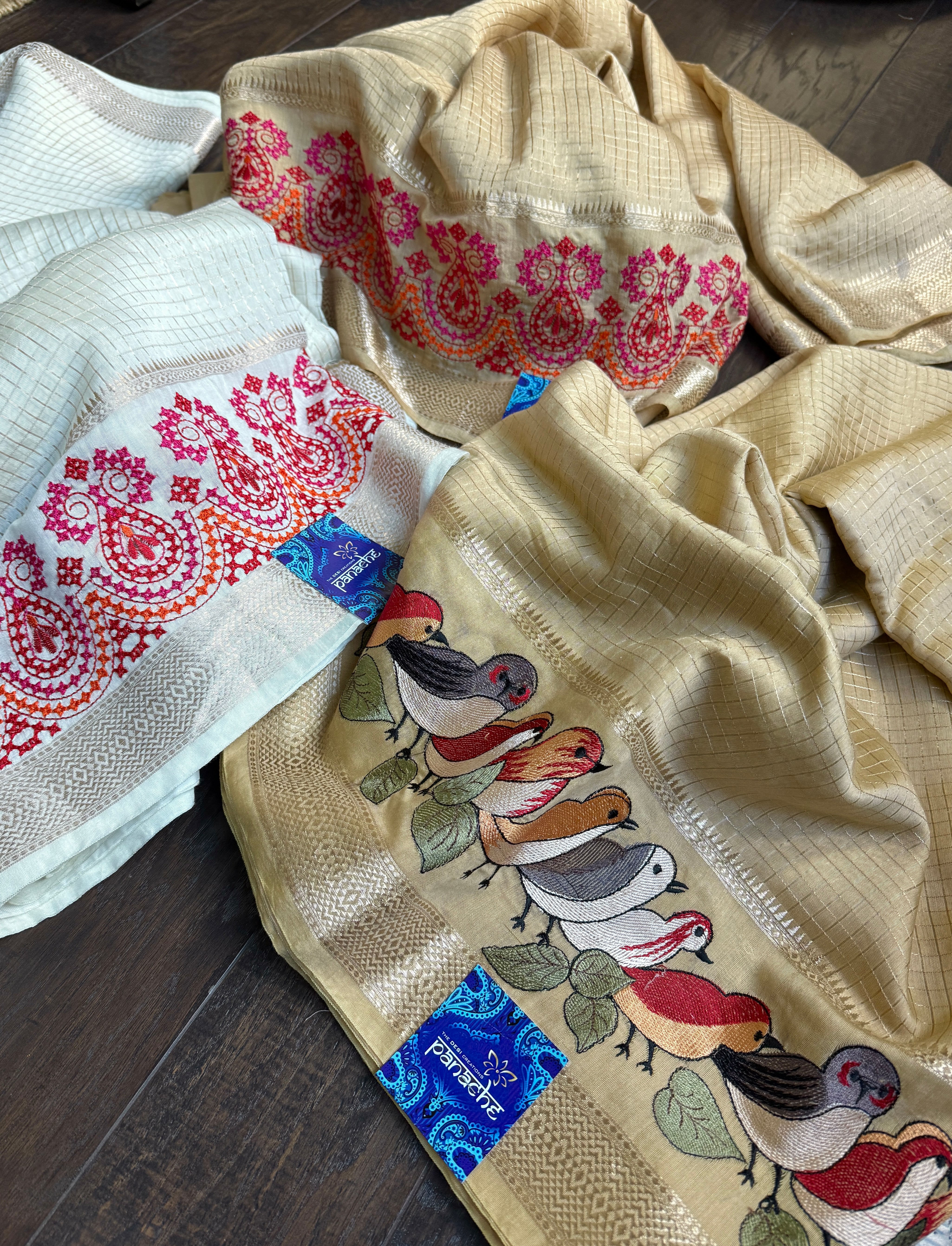 Designer Crepe Silk - Off-White Embroidered