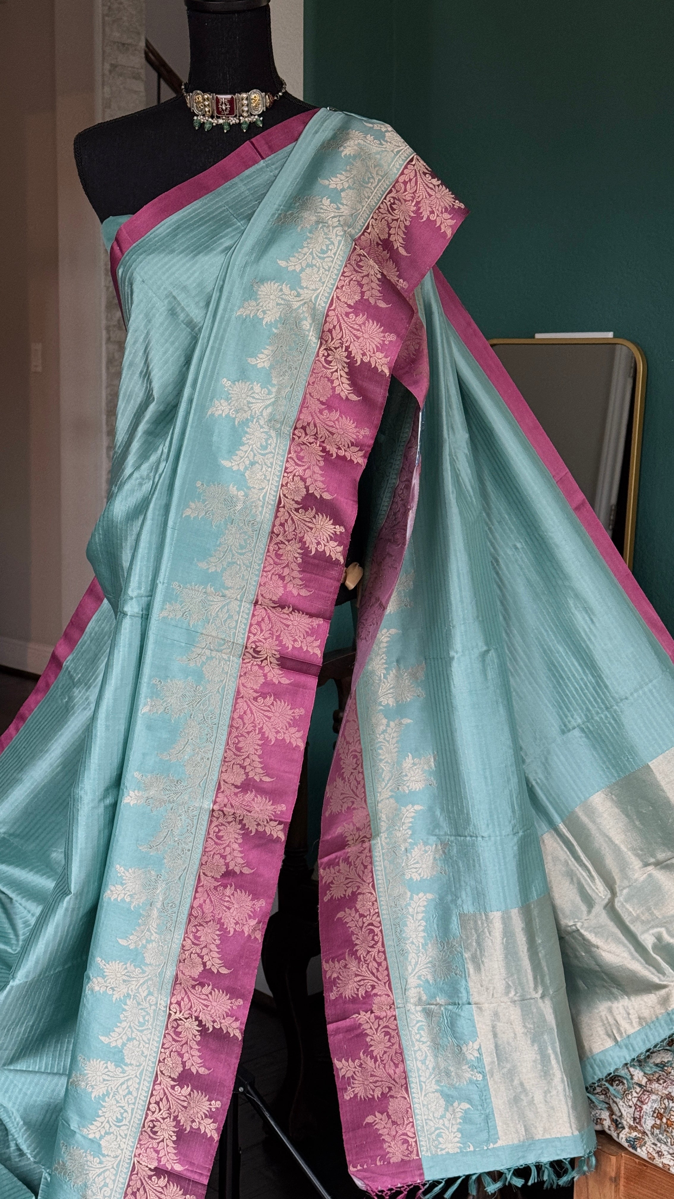 Katan Silk Banarasi - Light Blue Purple