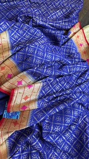 Khaddi Tussar Georgette Paithani Banarasi - Purplish Blue