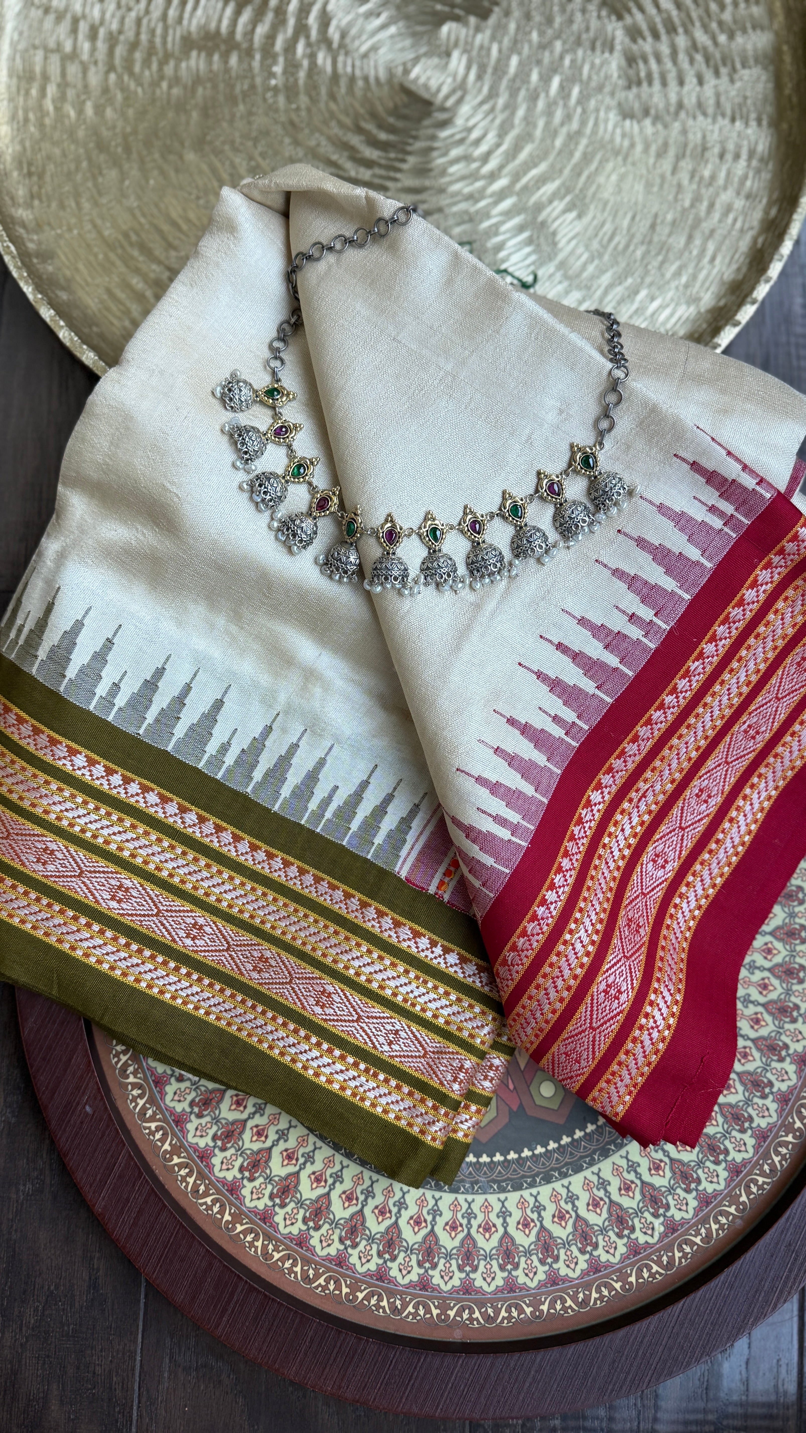 Vidarbha Tussar Silk - Tussar Color Ganga Yamuna Woven