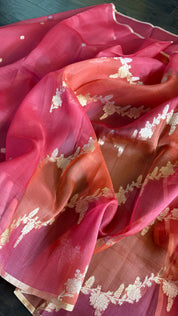 Kora Silk Rangkat Banarasi - Pink Orange Shaded