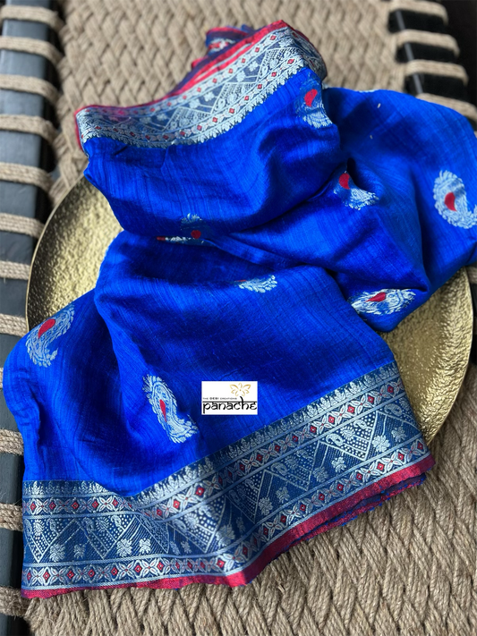 Pure Matka Silk - Royal Blue Woven