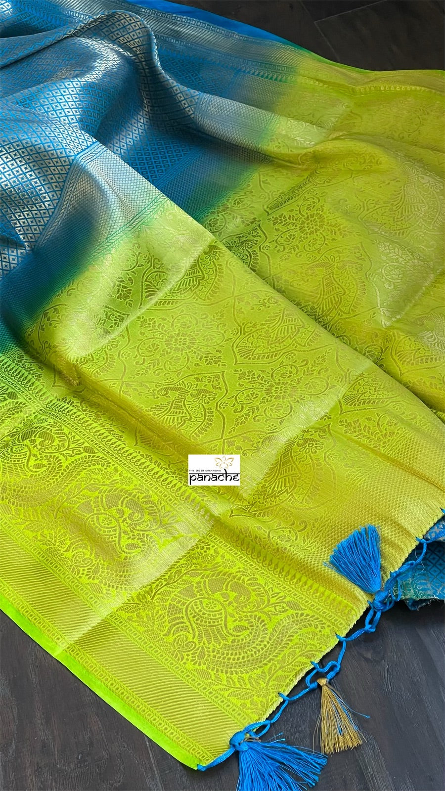 Soft Silk Banaras Saree - Blue Green Tanchoi