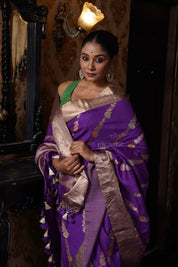 Khaddi Tussar Georgette Banarasi - Purple Leheriya Meenakari