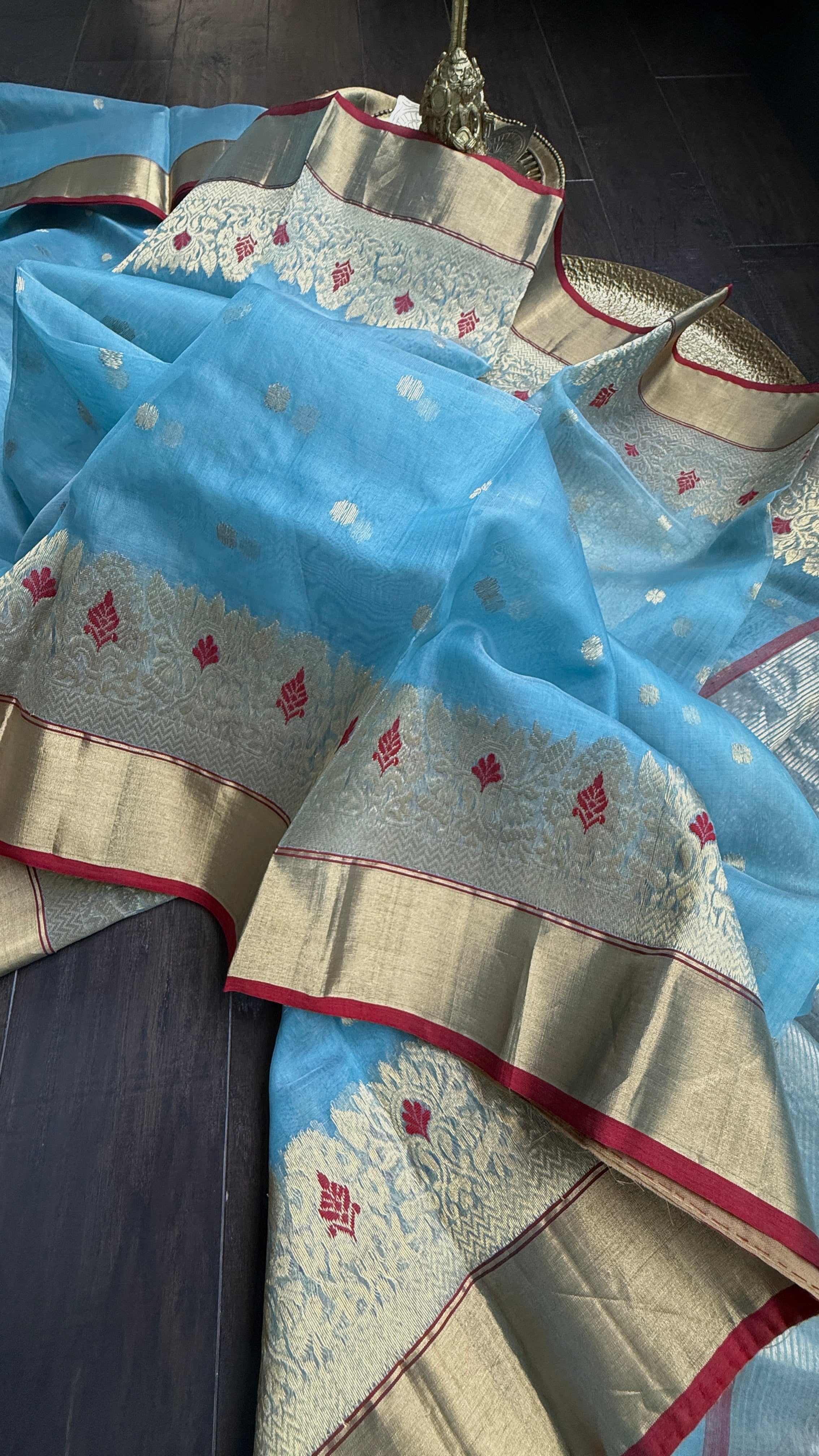 Chanderi Organza Silk - Light Blue