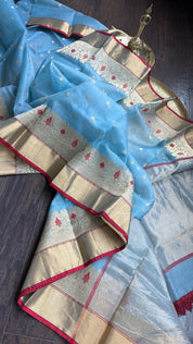 Chanderi Organza Silk - Light Blue
