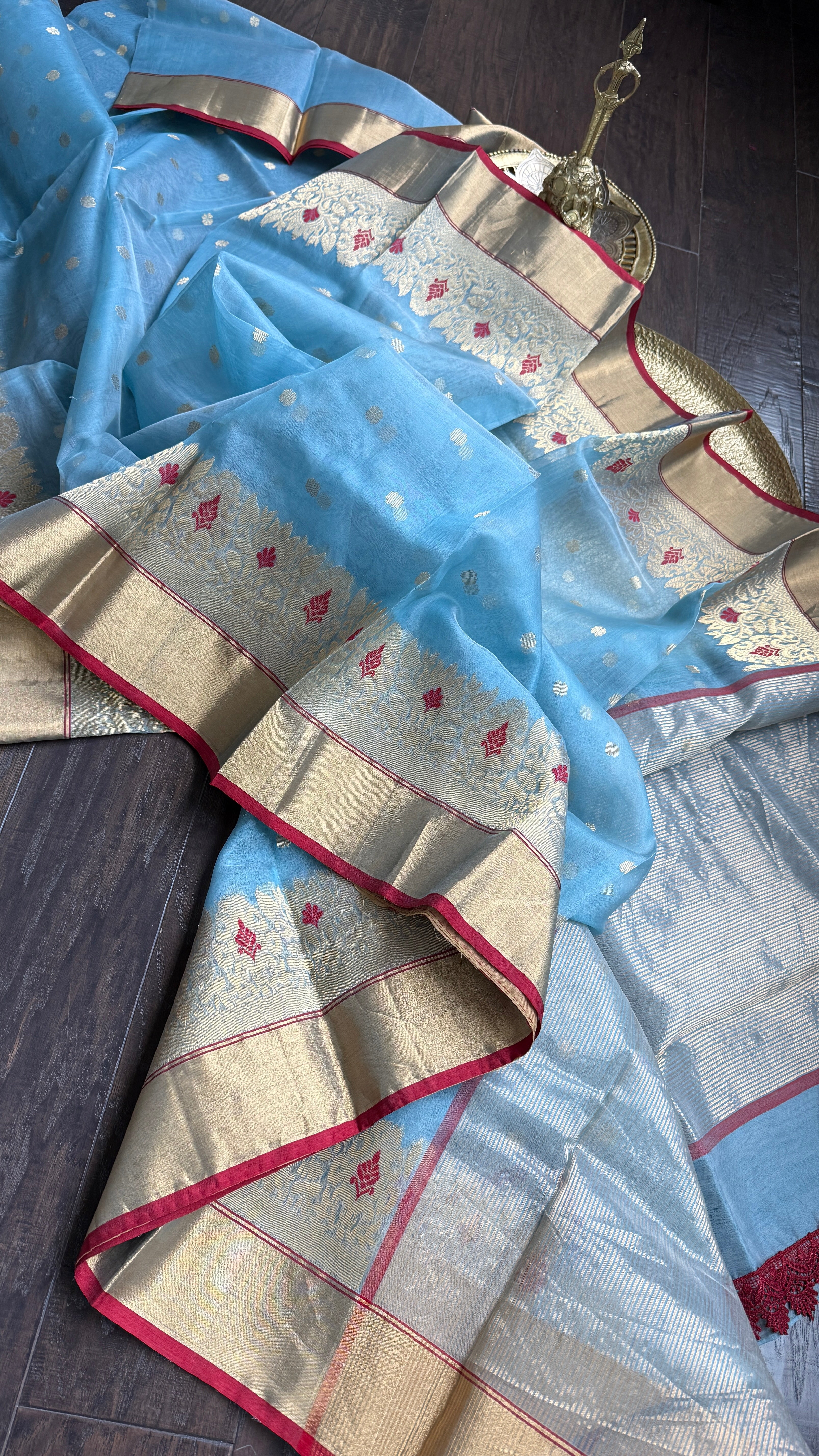 Chanderi Organza Silk - Light Blue
