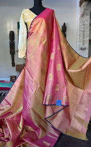 Pure Silk Kanjivaram - Orange Pink Dual shaded