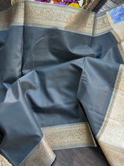 Soft Silk Valkalam - Grey Golden Zari