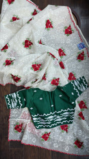 Designer Blouse - Green Jamdaani Woven