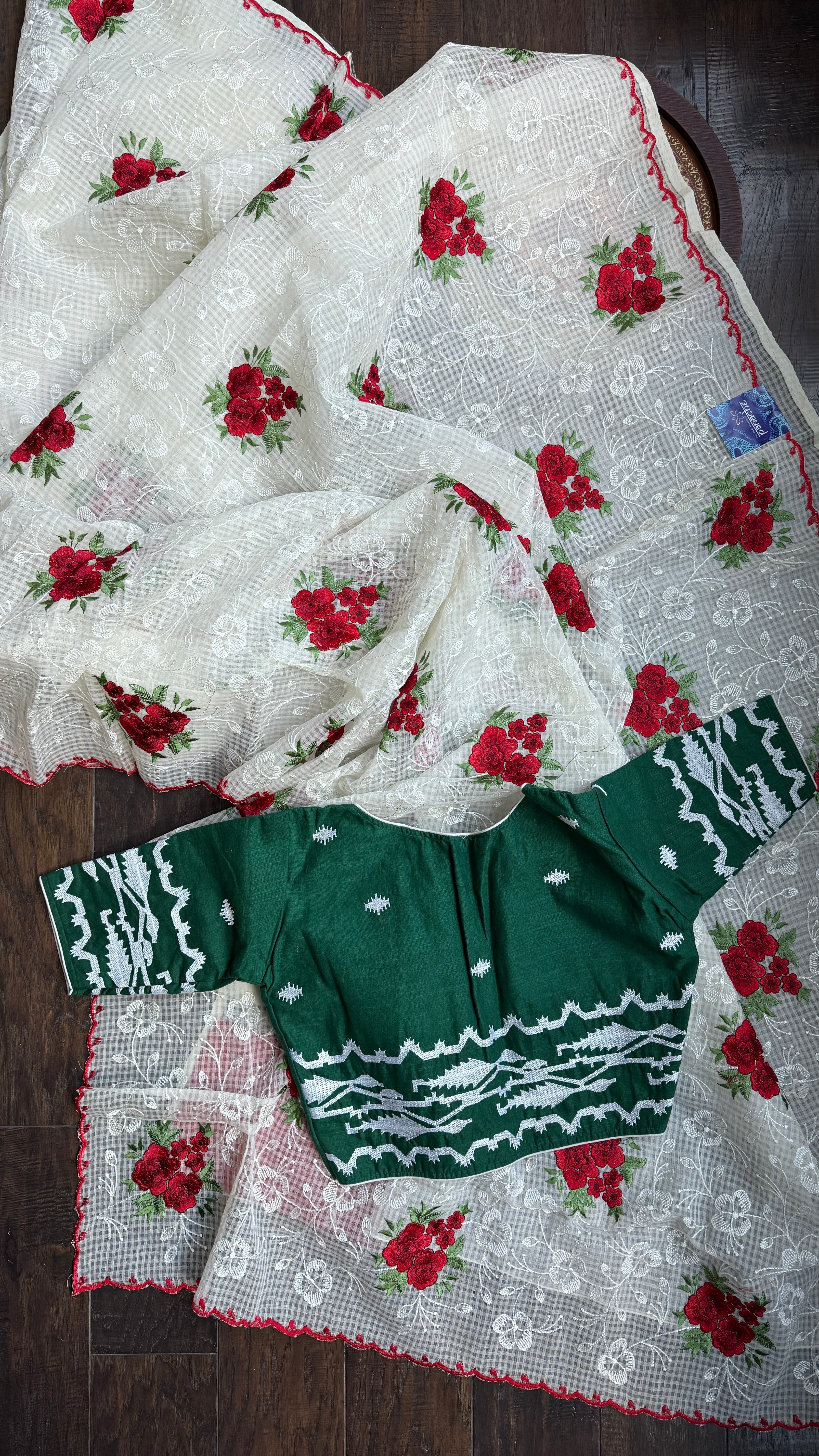 Designer Blouse - Green Jamdaani Woven