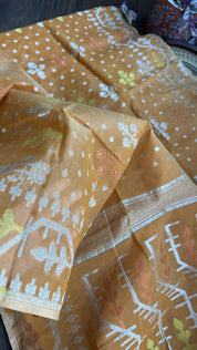 Dhakai Jamdani  - Light Terracotta Silver Zari Woven