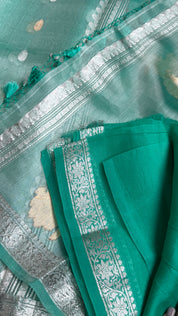 Tissue Organza Silk Banarasi - Sea-foam Green