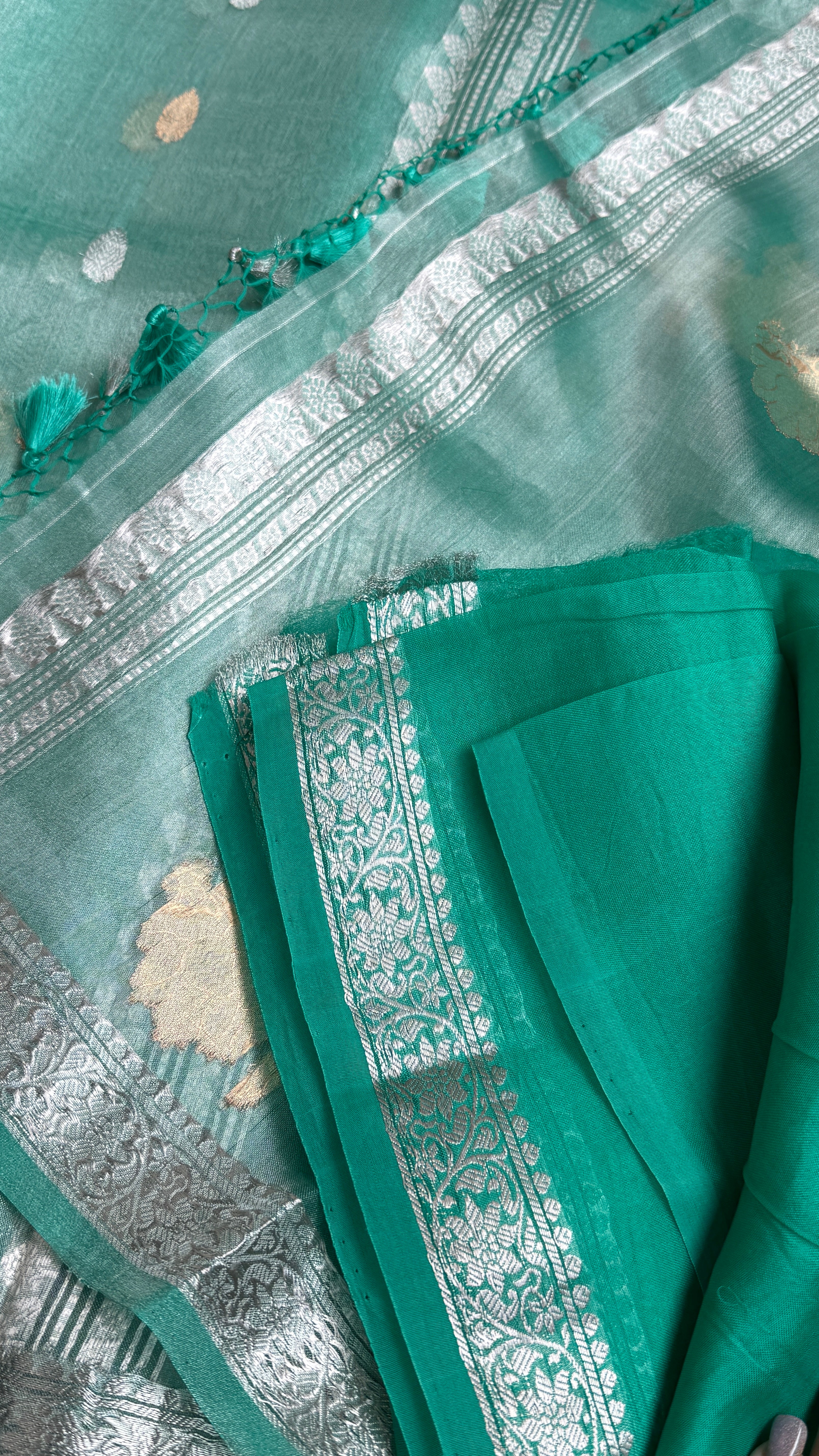 Tissue Organza Silk Banarasi - Sea-foam Green