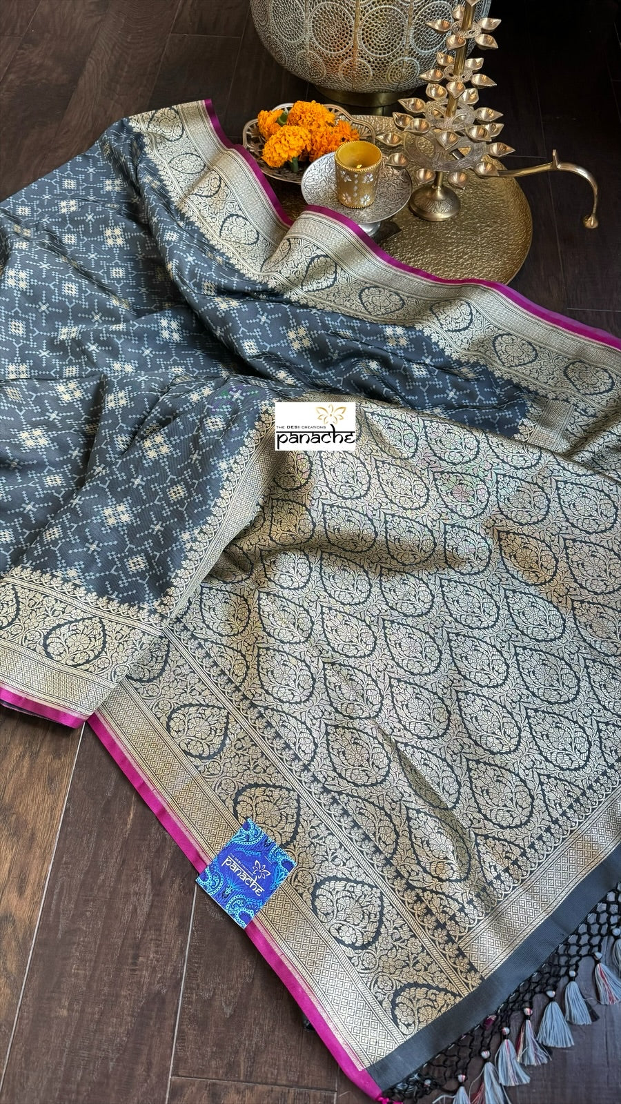Soft Silk Banarasi - Grey Patola