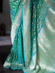 Khaddi Georgette Shaded Banarasi - Sea Green Mint