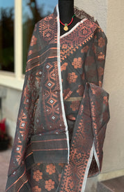 Soft Jamdaani  - Gray Copper Zari