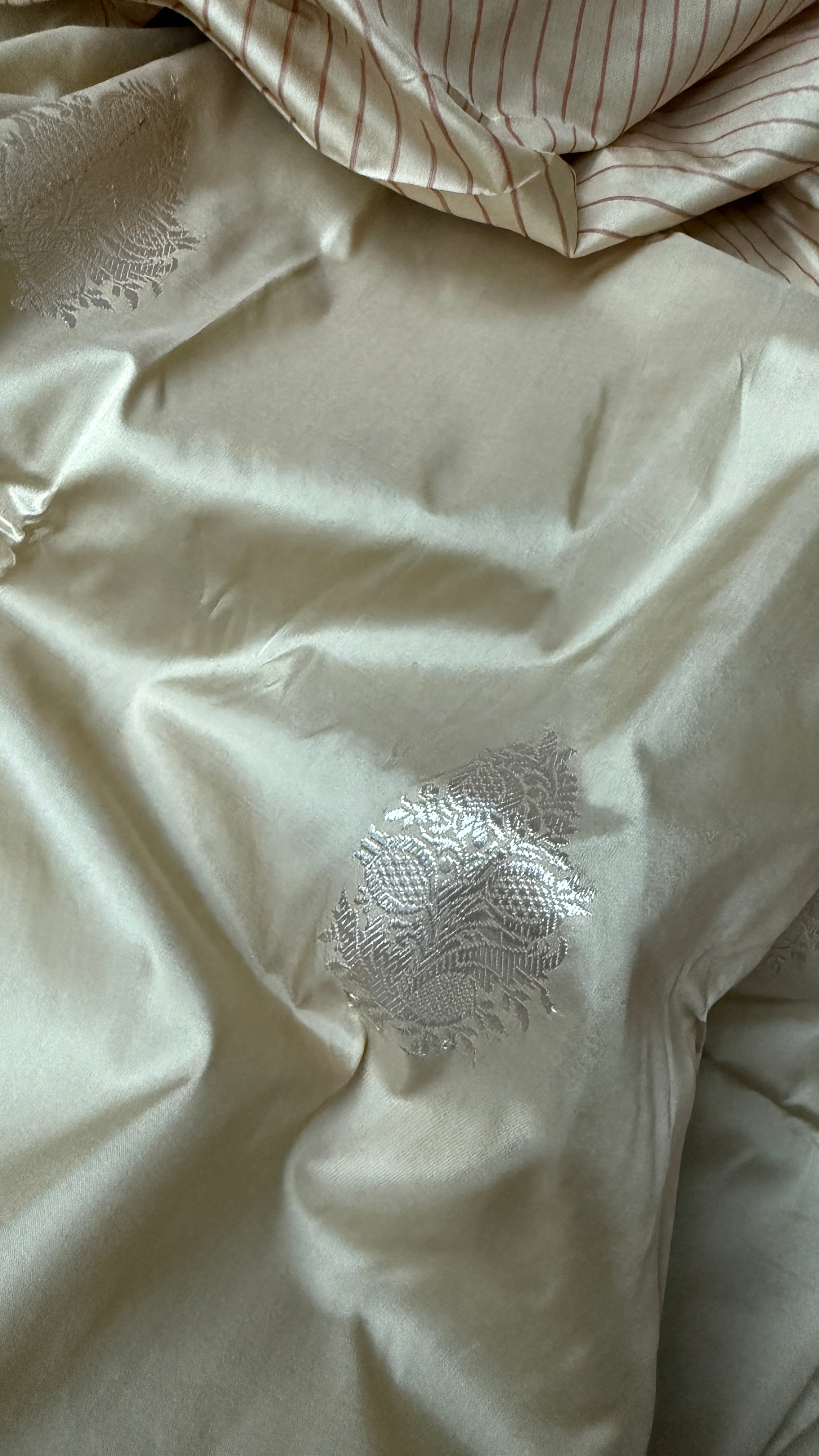Pure Silk Katan Banarasi- Beige Tan Red Kadhua