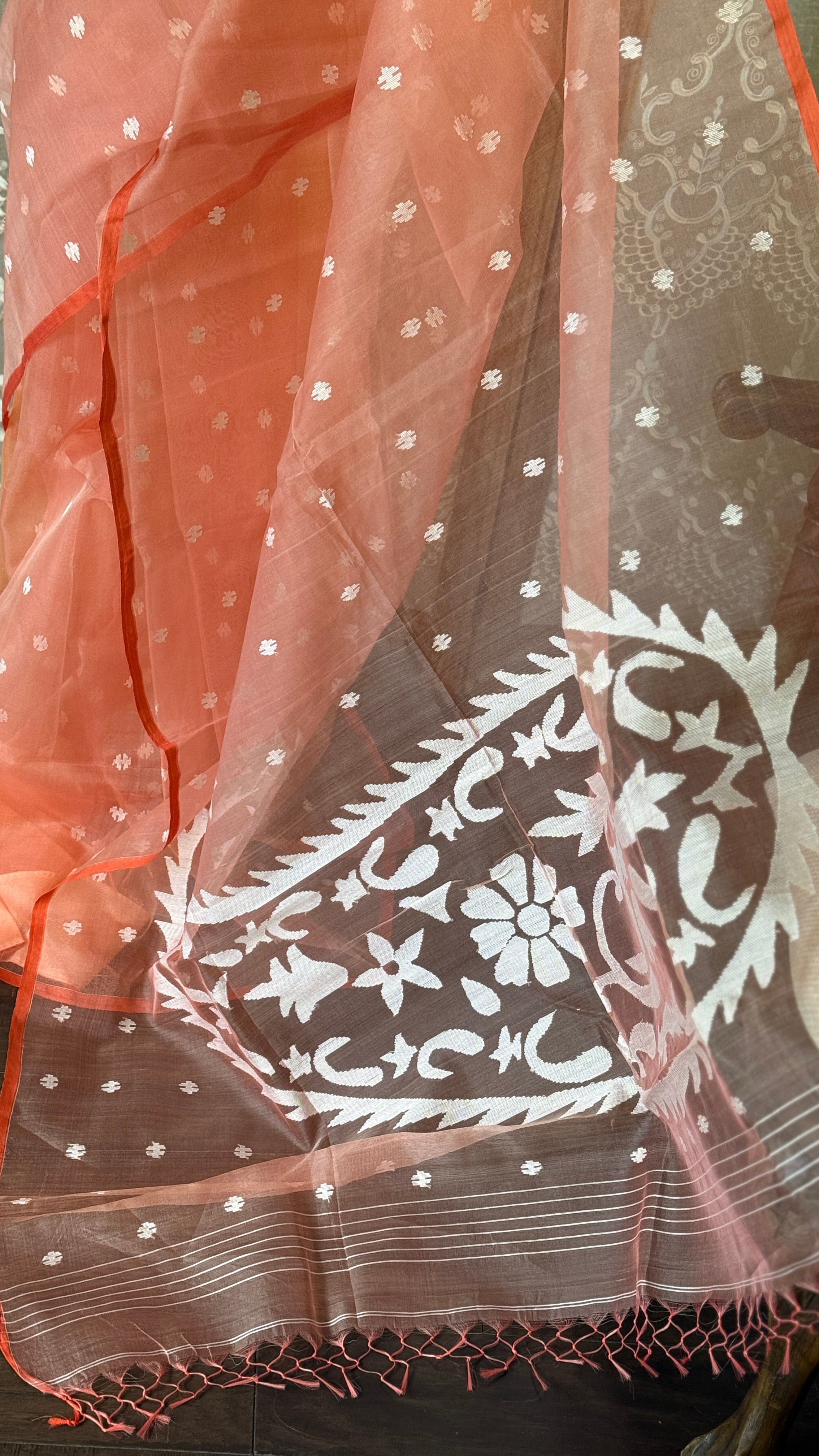 Muslin Jamdaani - Peach