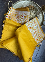 Pure Katan Silk Kadhua Banarasi - Yellow