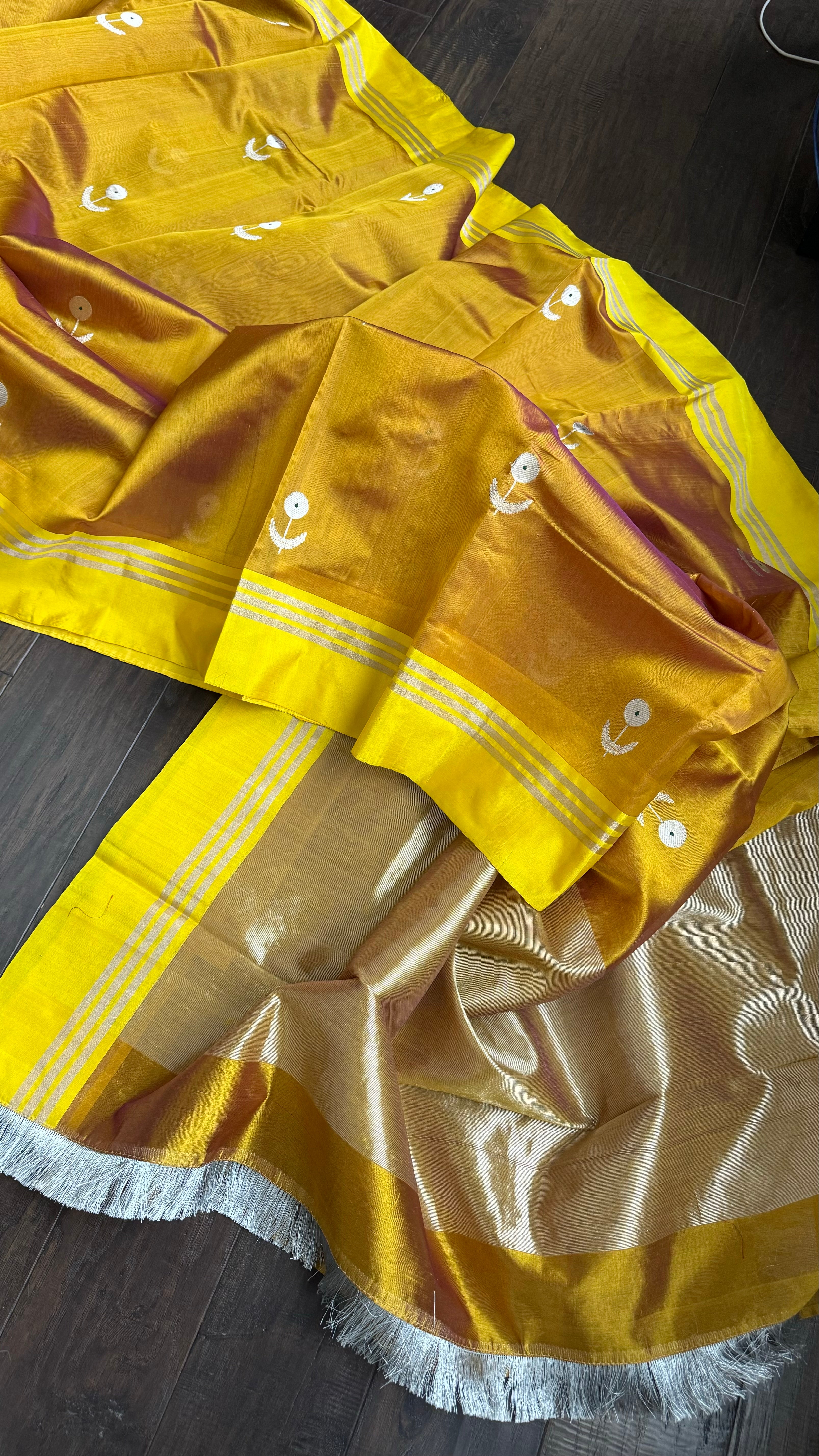 Pure Chanderi Pattu Silk - Yellow