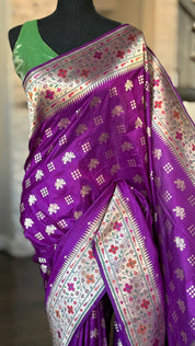 Pure Silk Paithani Banarasi- Purple