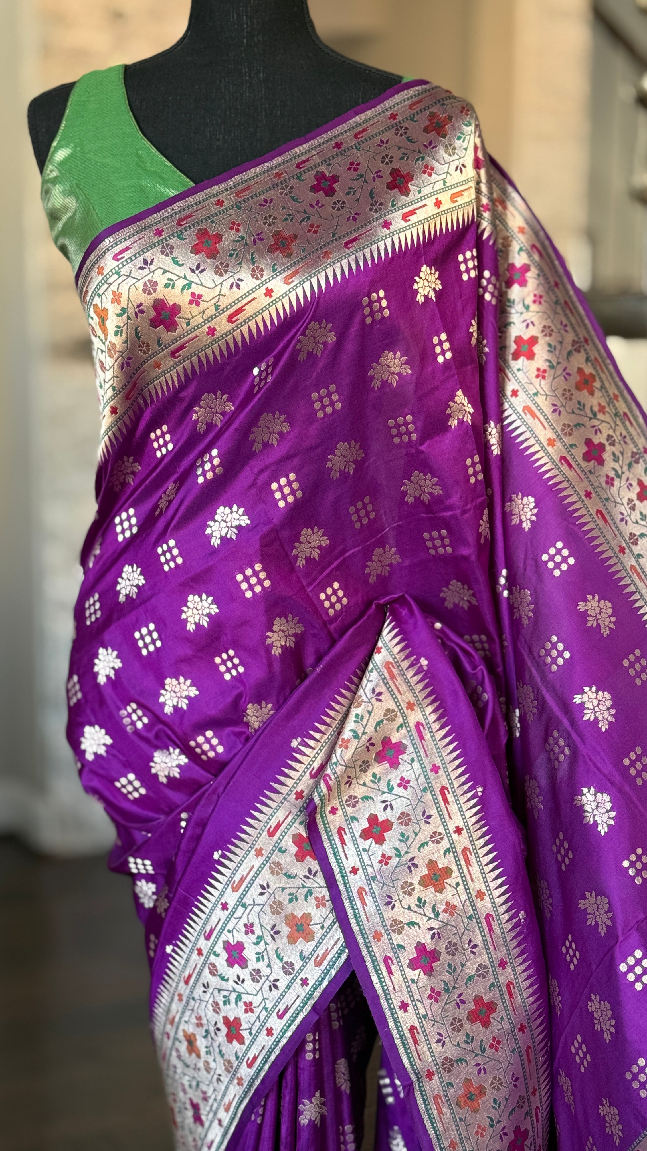 Pure Silk Paithani Banarasi- Purple