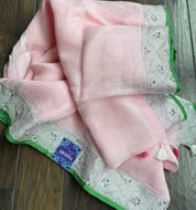 Designer Linen Sequin embroidered - Light Pink Green