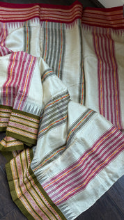 Vidarbha Tussar Silk - Tussar Color Ganga Yamuna Woven