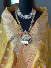 Pure Silk Kadwa Banarasi- Yellow Meenakari