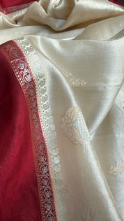 Chiniya Silk Banarasi - Cream Maroon Woven