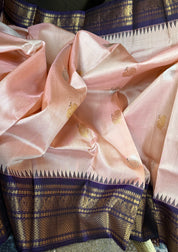 Pure Silk Gadwal - Peach Burgundy