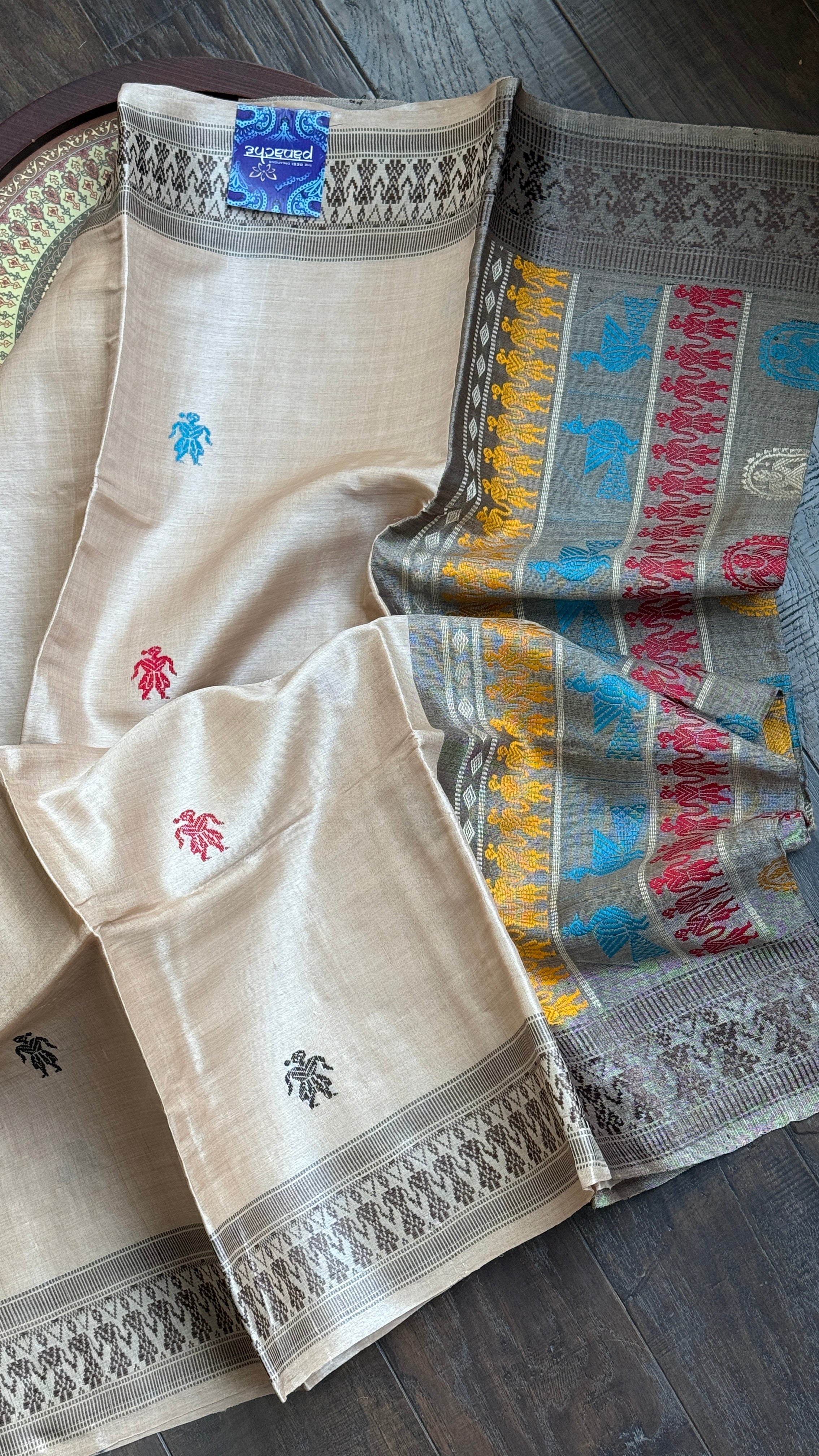 Pure Tussar Silk - Tan Beige Dolabedi