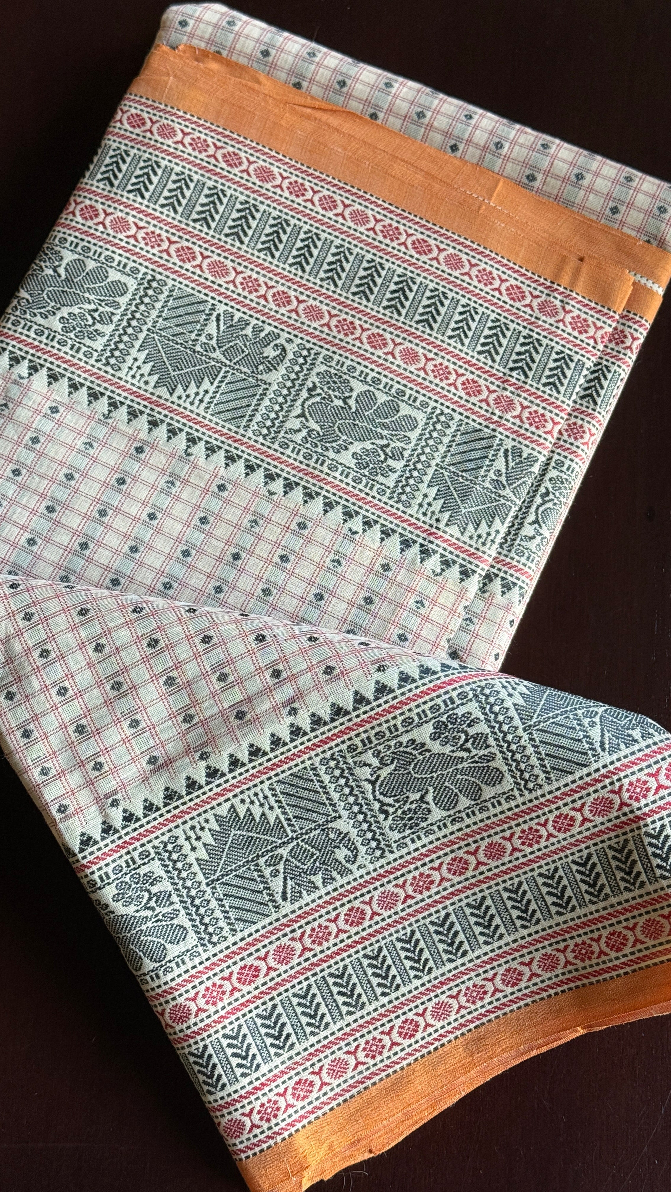 Kanchi Cotton Handloom - Marble Peach